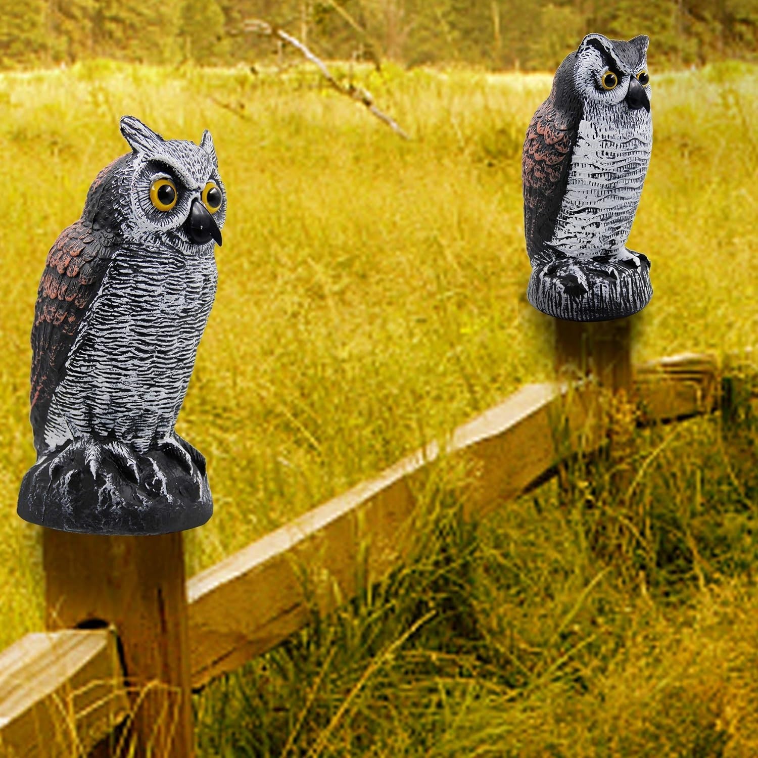 Outdoor Bird Deterrent Owls, 2 Pack Scarecrow Statues for Garden Protection