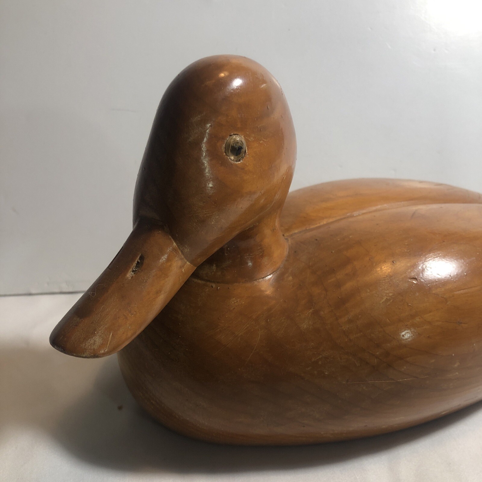 Vintage Hand Made 13” Carved Wood Duck Decoy Primitive Folk Art Hand Glazed