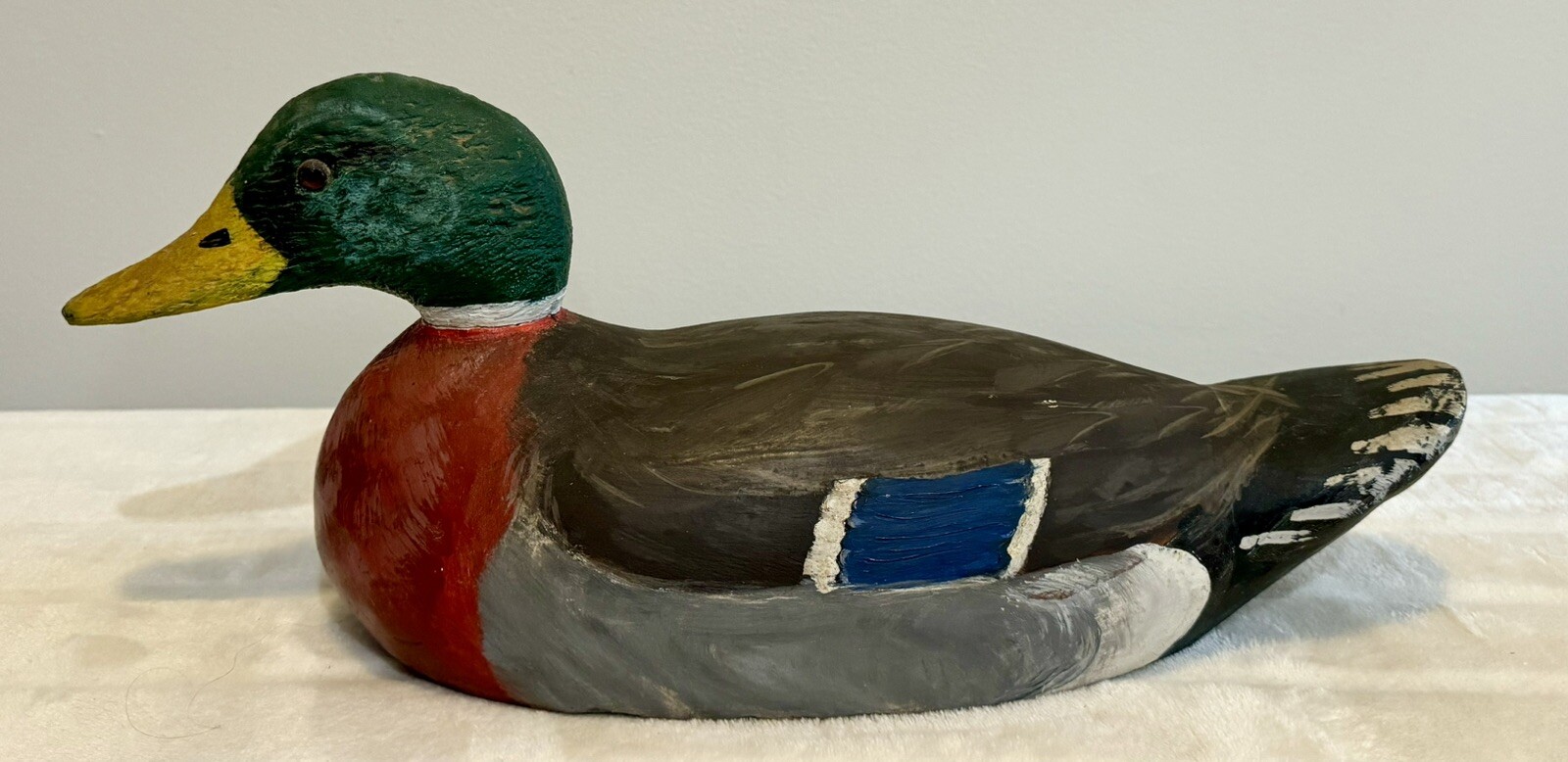 Vintage Hand Carved & Hand Painted Solid Wood Mallard Duck Decoy Decor/life size