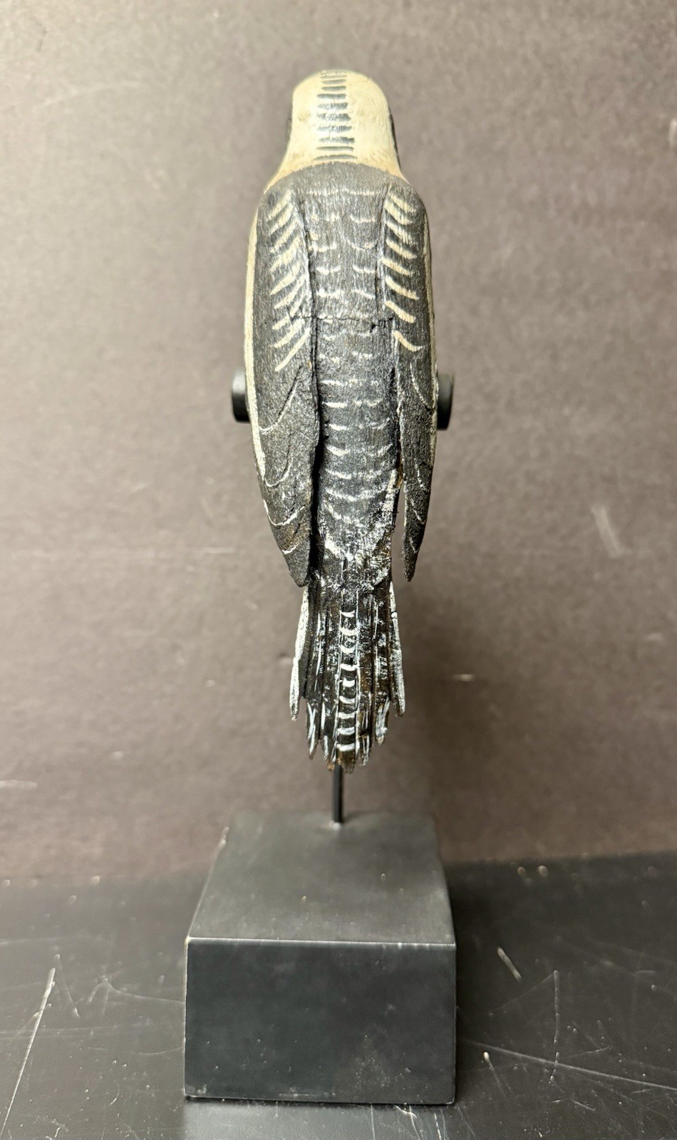 Yellow-bellied Sapsucker Carved Decoy on Display Perch/Stand, Antique, Unsigned