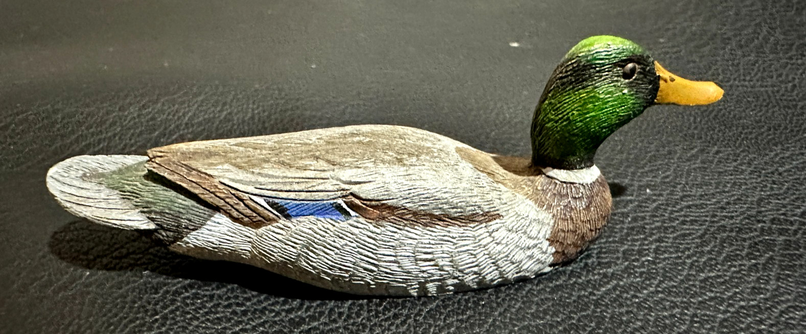 70s BILL CALLAHAN SIGNED RARE HAND PAINTED MALLARD DRAKE MINI PEWTER DUCK DECOY