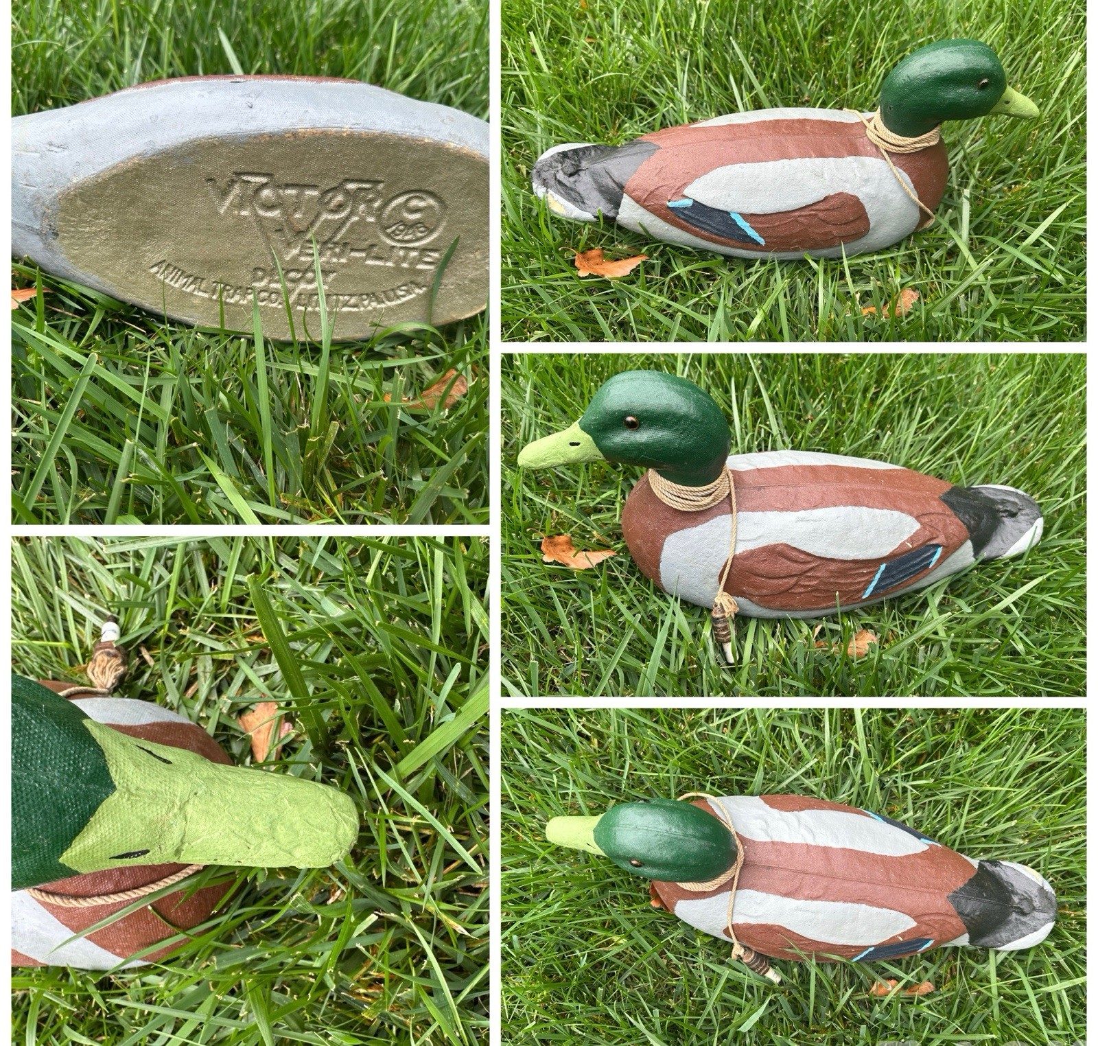 Lot Of 7 1946 Victor Veri-Lite Mallard Duck Decoy ANIMAL TRAP CO PAPER MACHE
