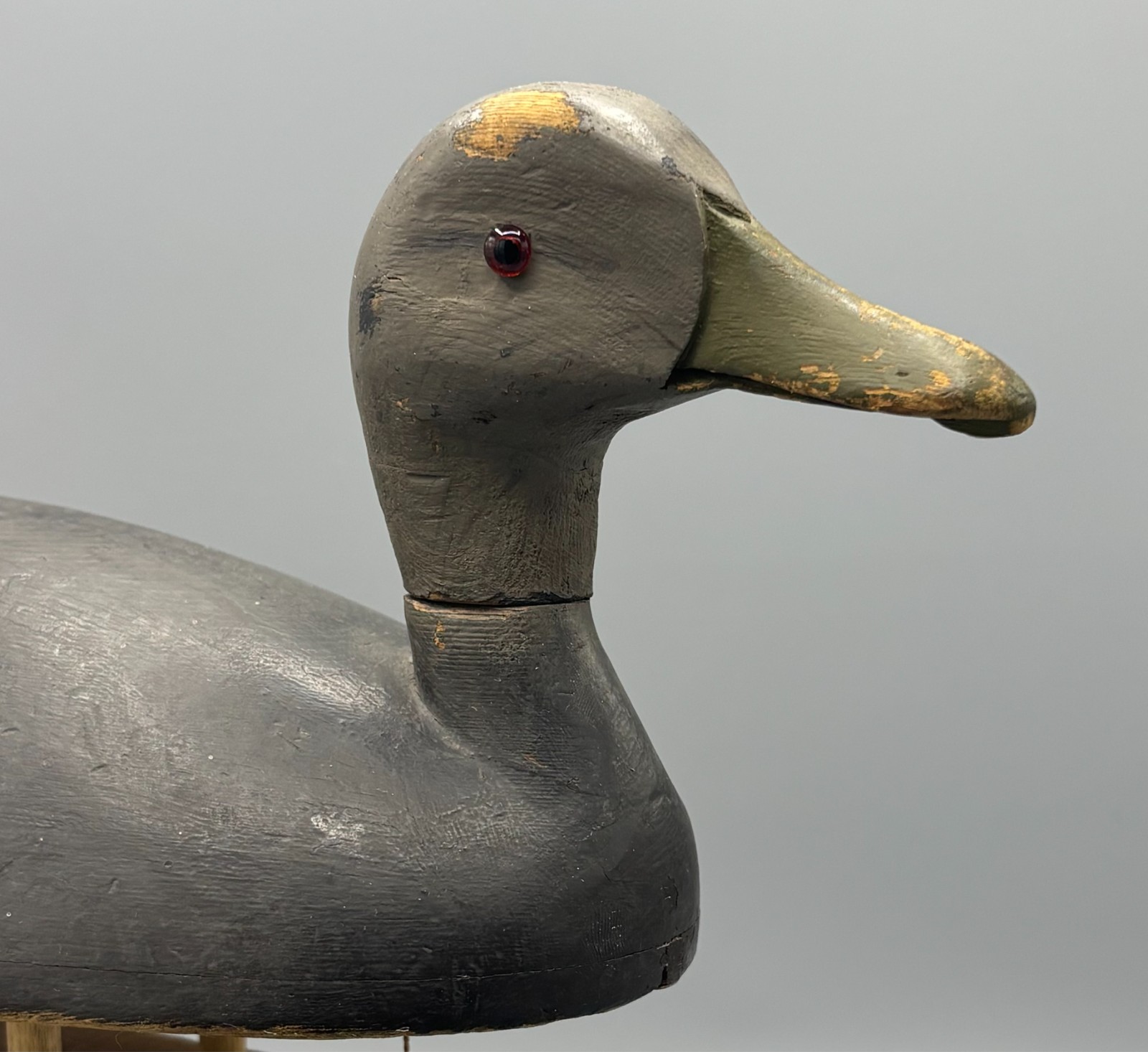 **ORIGINAL PAINT** KINGSTON ONTARIO(?) BLACK DUCK ANTIQUE DECOY “EGGSHELL THIN”