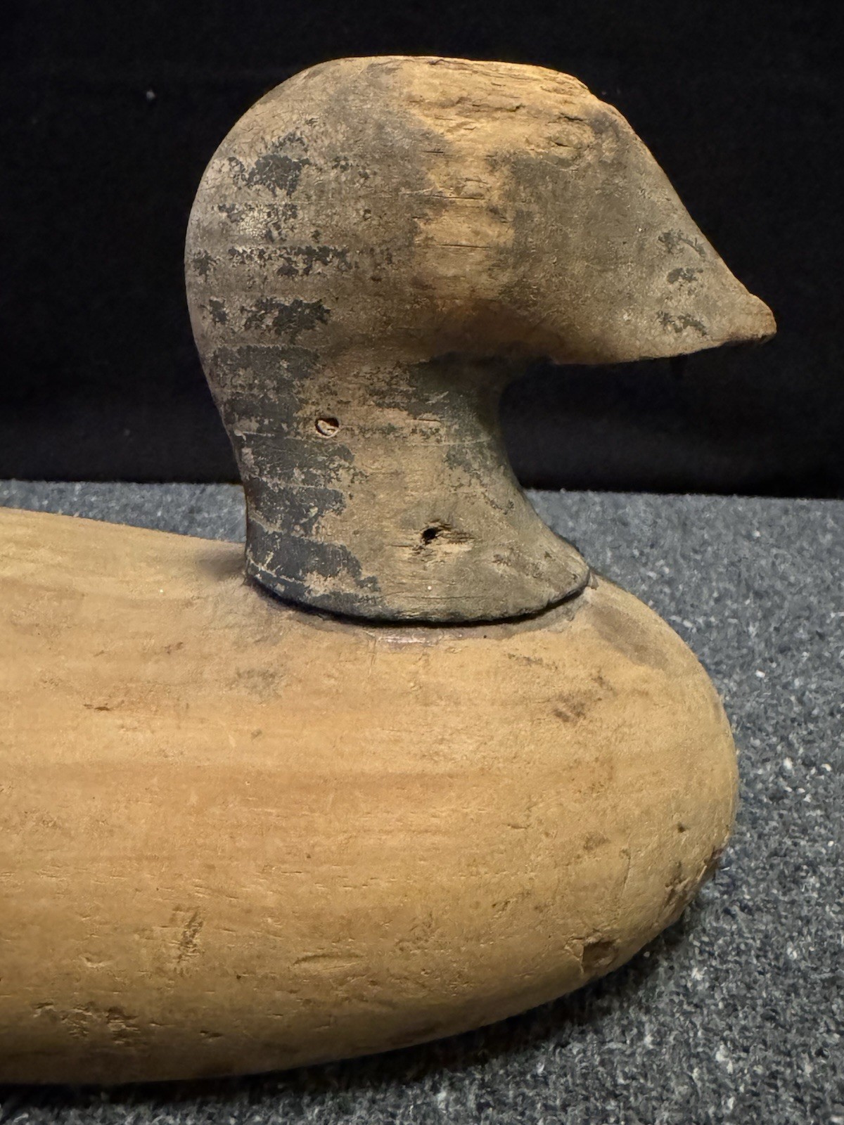 Vintage Hand-carved Wooden Duck Decoy Solid Body Flat Bottom Primitive