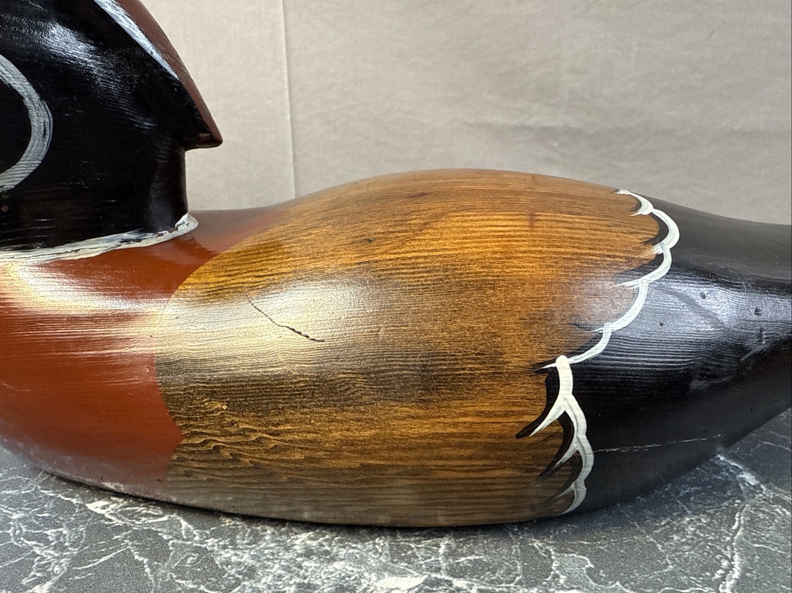 Vintage Wood Duck HANDCRAFTED SOLID WOOD COLLECTIBLE / Beautiful