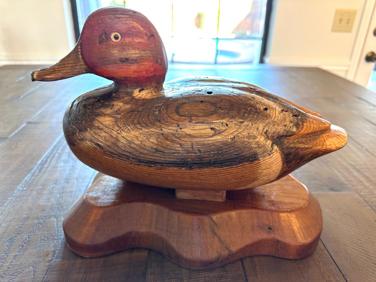 VINTAGE 1978 R.D. LEWIS HAND CARVED WOOD DUCK DECOY 304/700 W/ STAND SIGNED