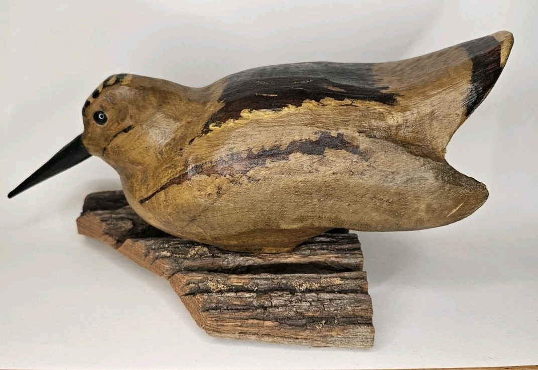 VINTAGE HAND CARVED WOODCOCK Timberdoodle Gamebird BIRD Signed