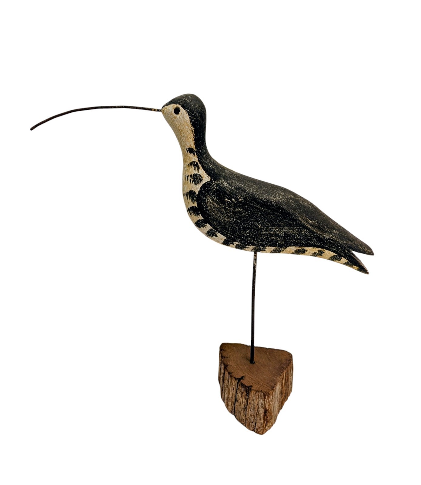 Richard Morgan Long-Billed Curlew Shorebird Metal Bill, Metal “Stick” Antiqued