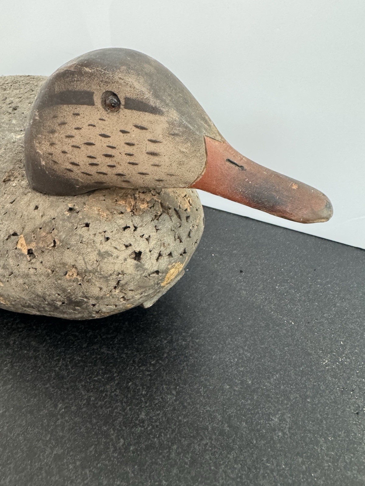 Vintage Cork Mallard George Soule Decoy? Glass Eyes Wood Head 1950s- 60s 21 Inch