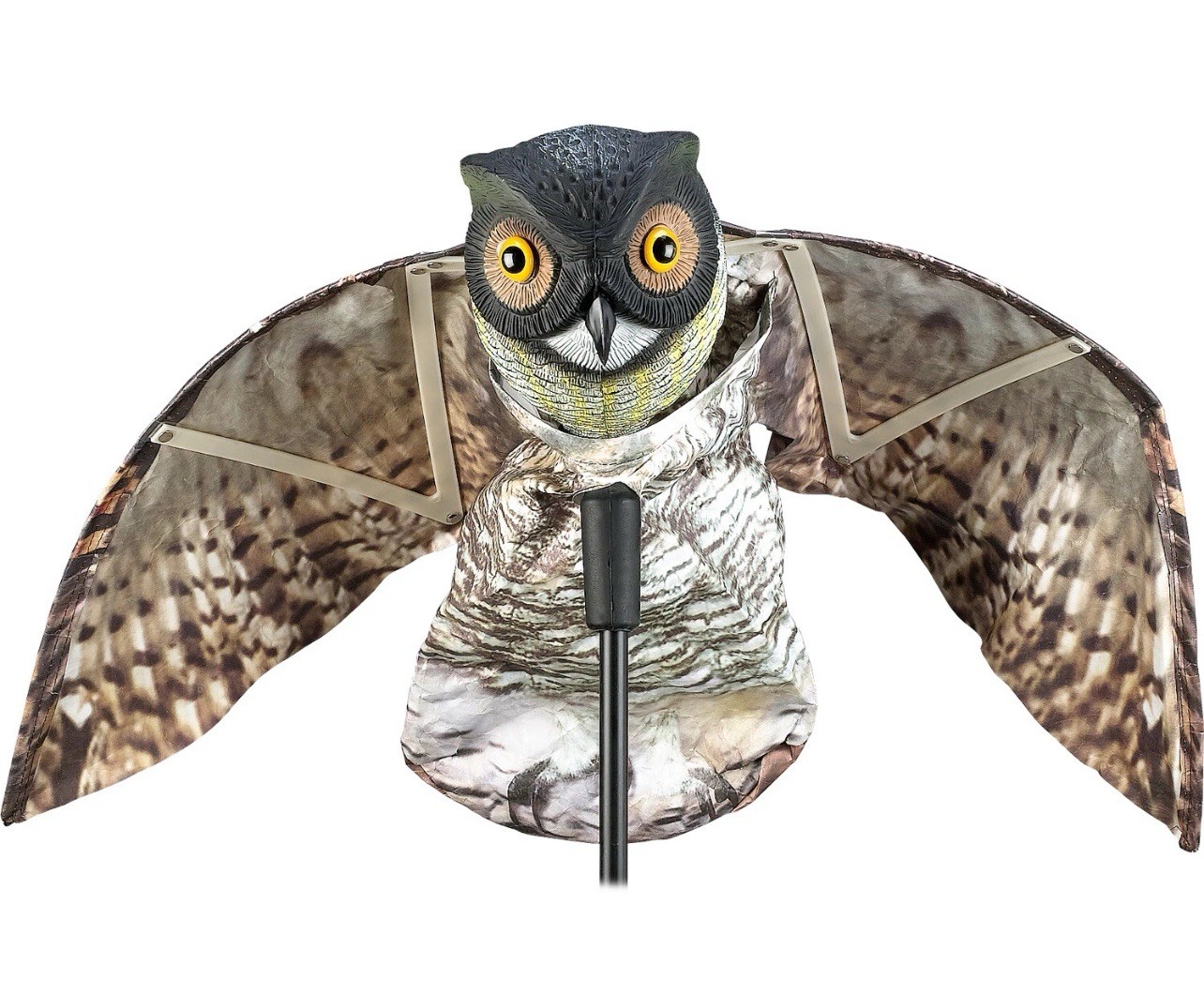 Durable Black Bird Pest Control Decoy with Moving Wings, Covers 6,000 sq. ft.