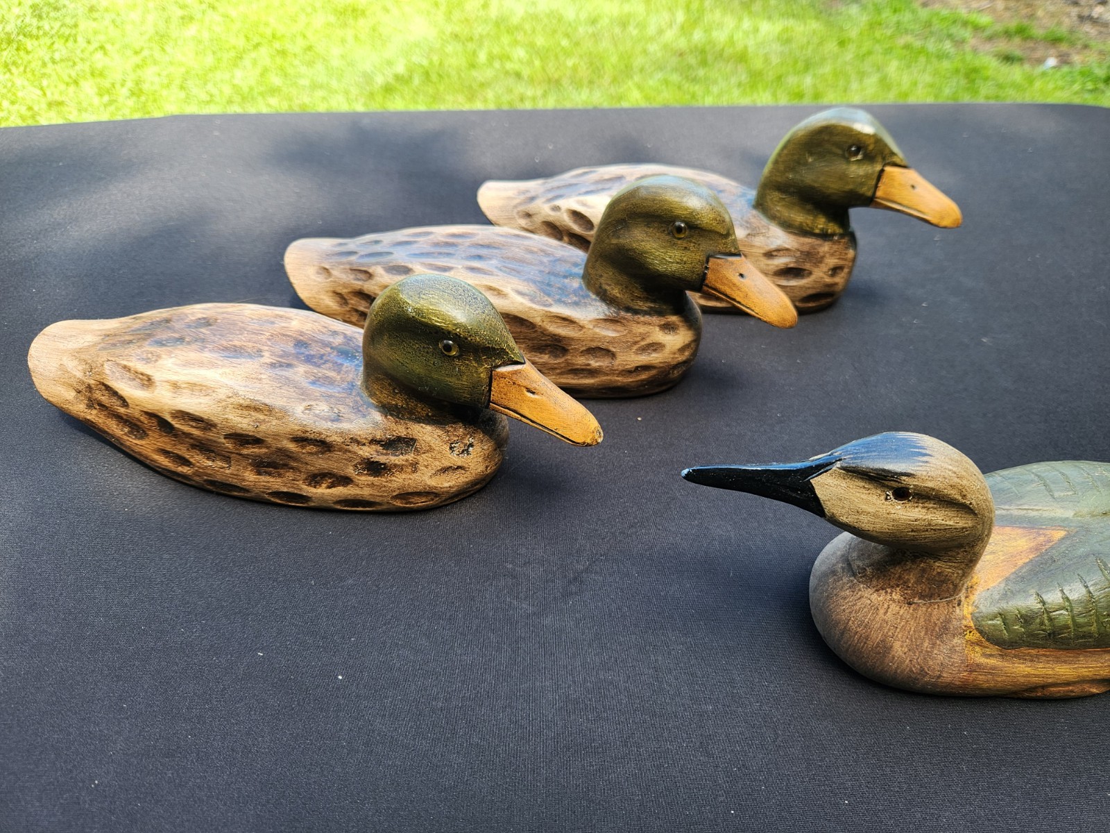 Duck Decoys Set of 4 Wood Mallard Waterfowl Hunting Accessories Decor Cabin Lake