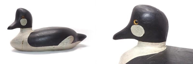GOLDENEYE GLASS-EYE HEN & DRAKE DECOY PAIR – OLD PAINT – EX-GUYETTE – VG COND.