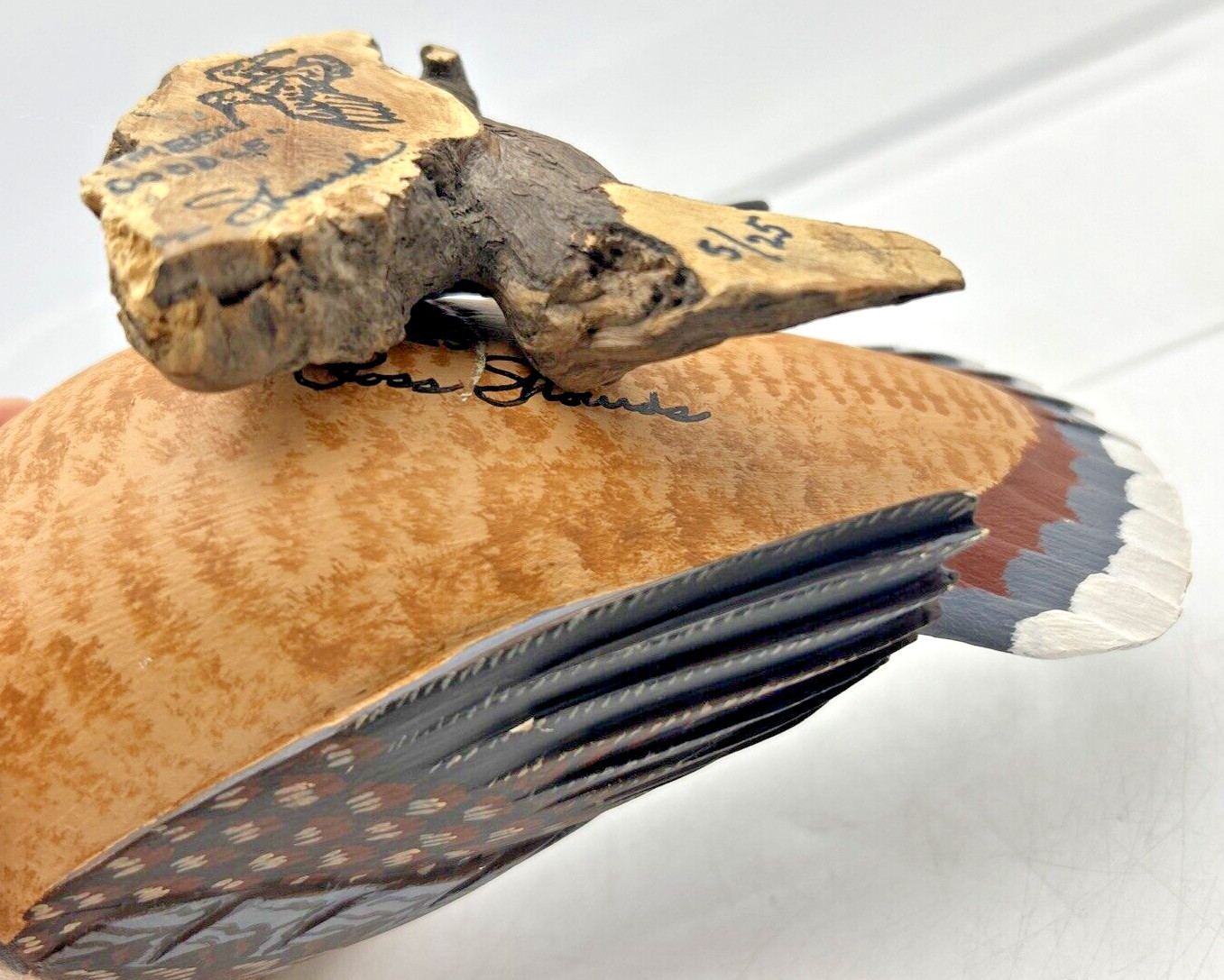 Ross Shourds Signed and Numbered Hand Carved Bird With Wood Base #’d 5/25
