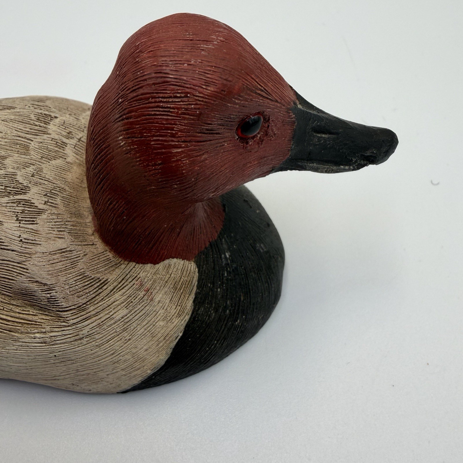 Hand Carved Wood Canvasback Duck Decoy MD 1989 Signed J.R. Williams Glass Eyes