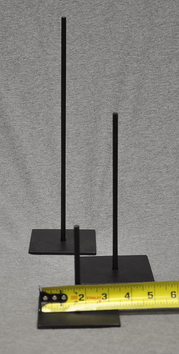 3- STEEL SHOREBIRD STANDS 1/4″ ROD 3-1/2″ X 3-1/2″ BASE BLACK 3-SIZES NO DECOYS