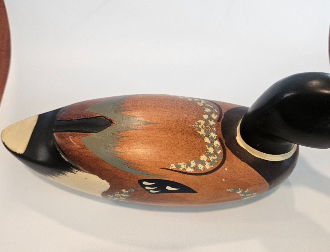 Vintage Wildfowler Wood Carved Mallard Duck Decoy Hand Painted 9 1/2”