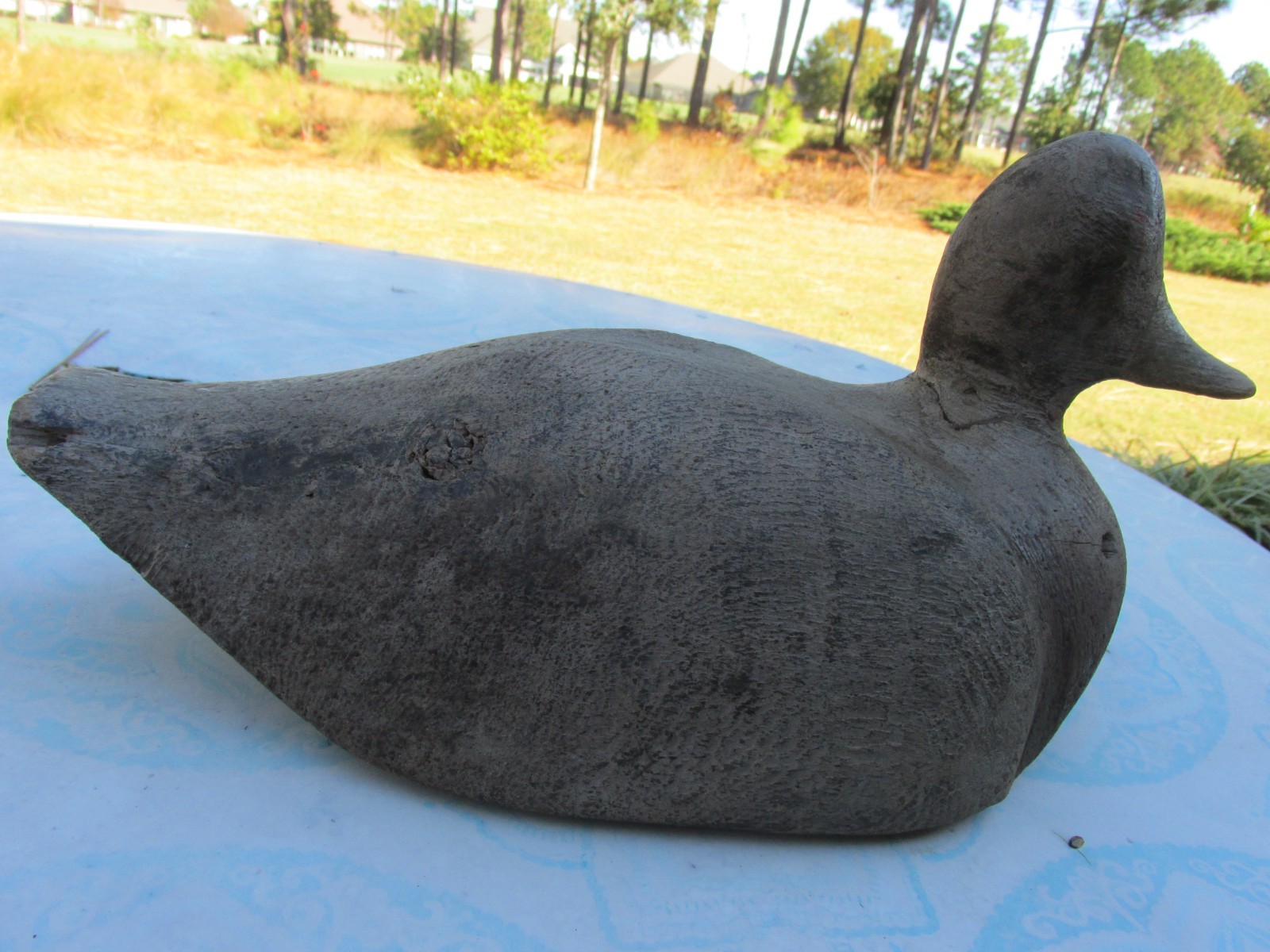 Primitive Solid Wood Duck Decoy Hand Carved Large Decoy