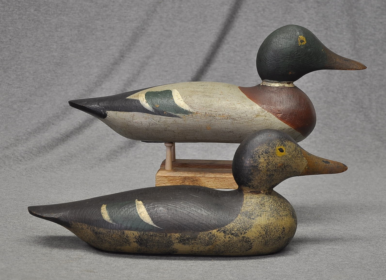 RARE EXCELLENT MASON PAINTED EYE MALLARD DUCK DECOYS ORIG PAINT/ NECK FILLER