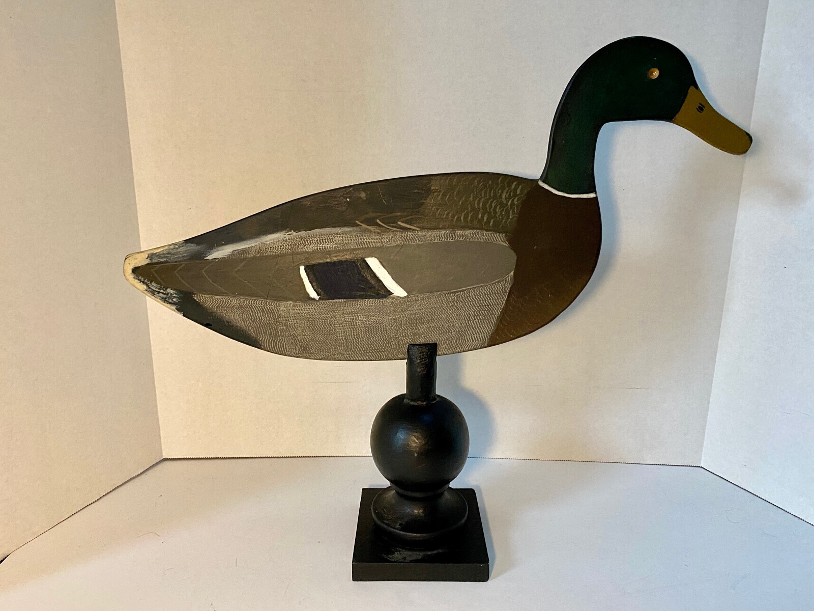 Vintage Folk Art Wood Decorative Mallard Duck Decoy, Hand Painted, Unsigned