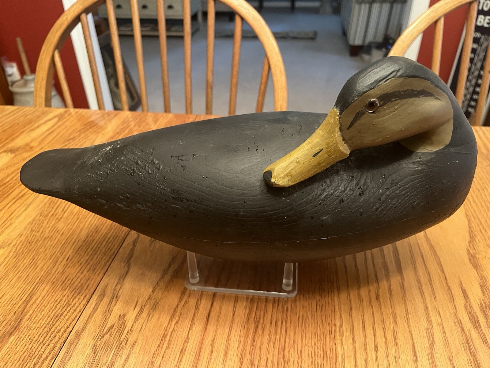 Vintage Preening Female Black Duck Signed A.C. Eastlack