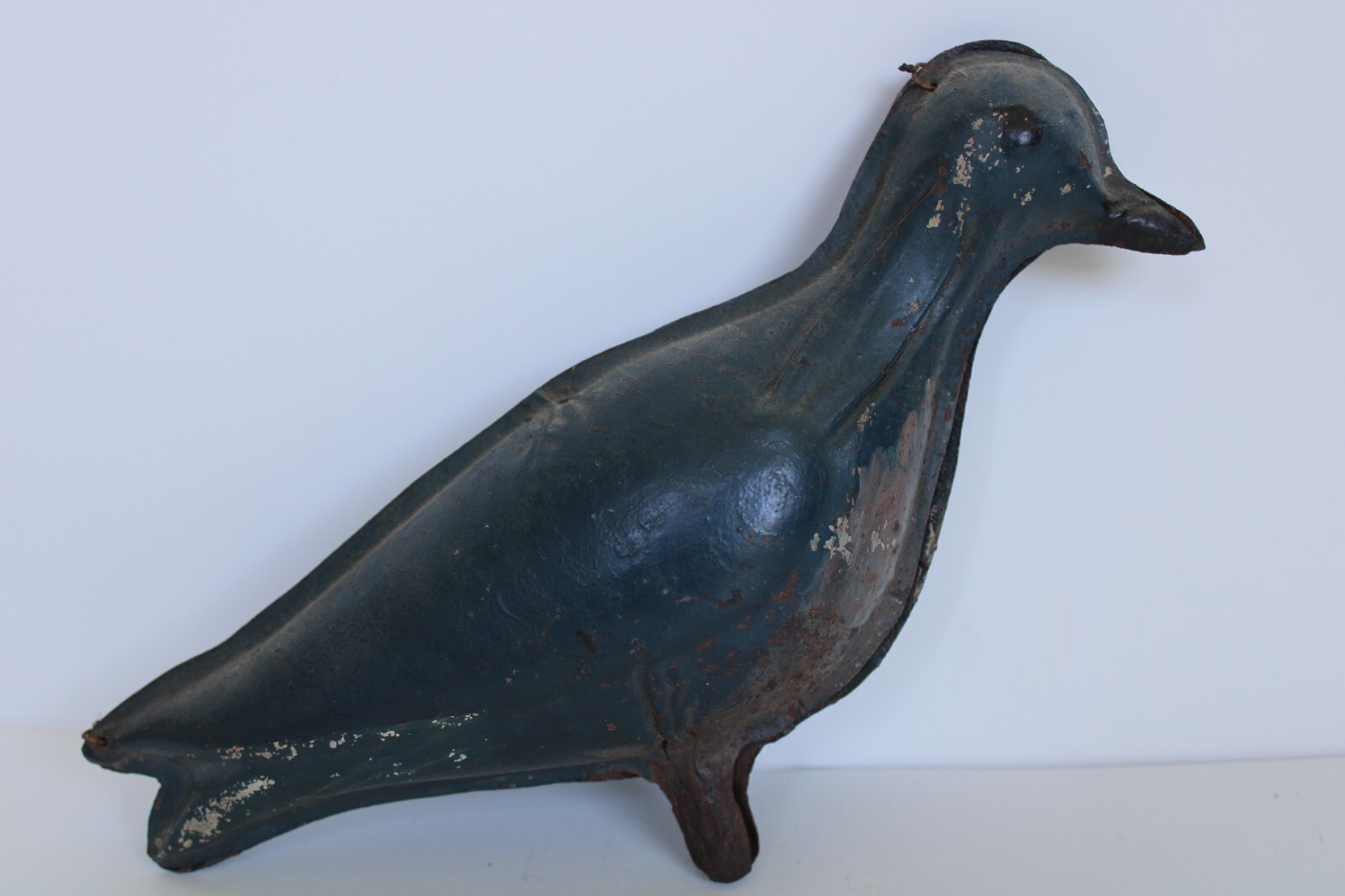 RARE Primitive Antique Folding Hinged Tin Shorebird Decoy, Green Paint