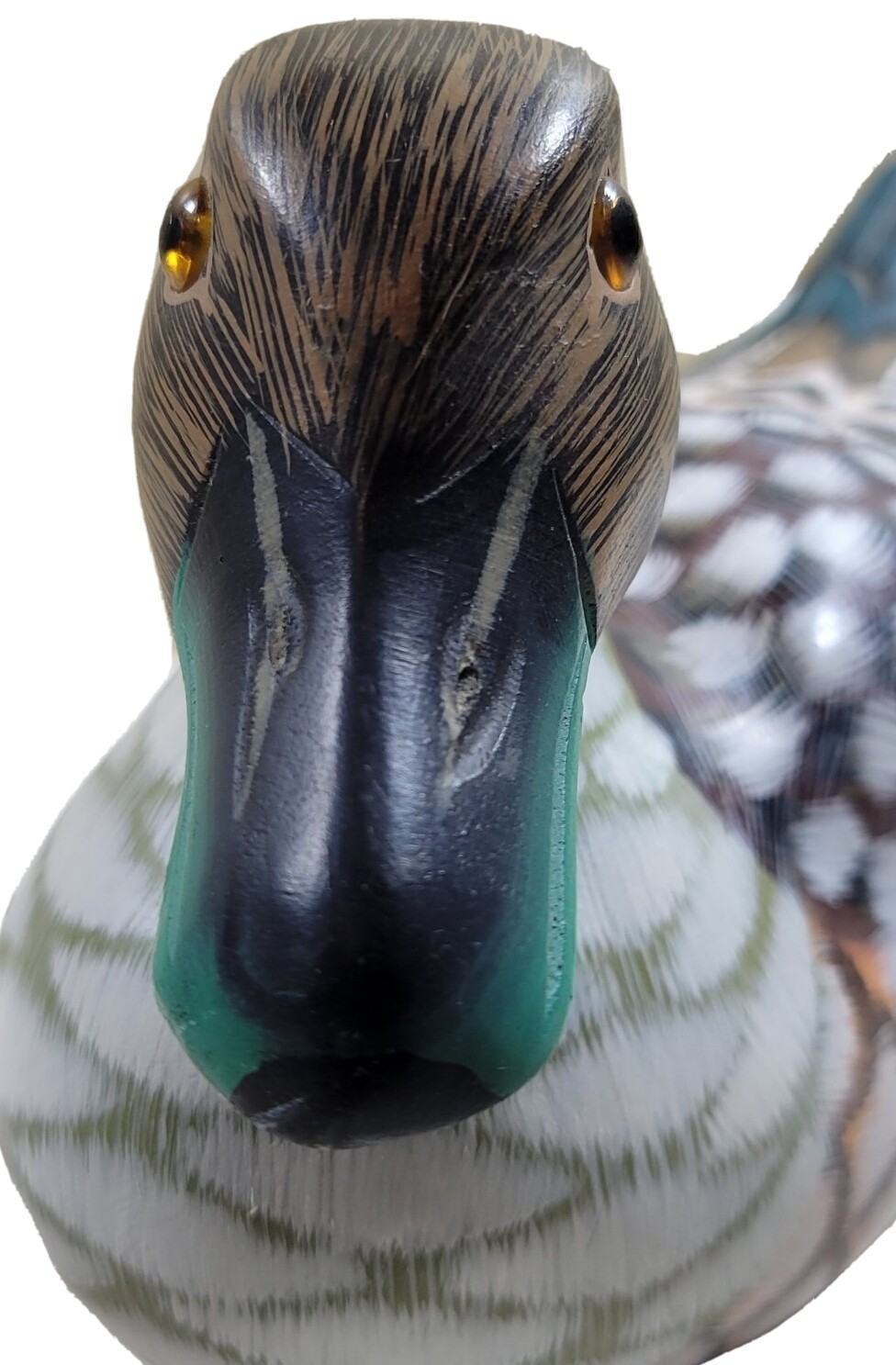 VTG. Duck Decoy Figure w/Glass Eyes, BEAUTIFULLY Handcarved & Painted, Preowned