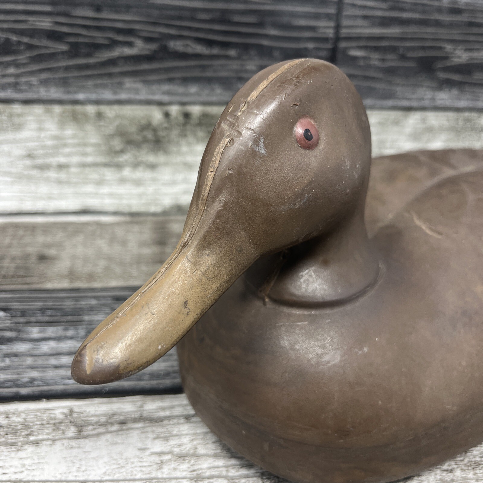 Vintage Herters Canvasback Duck Decoy Brown Plastic 14.5” Long EUC
