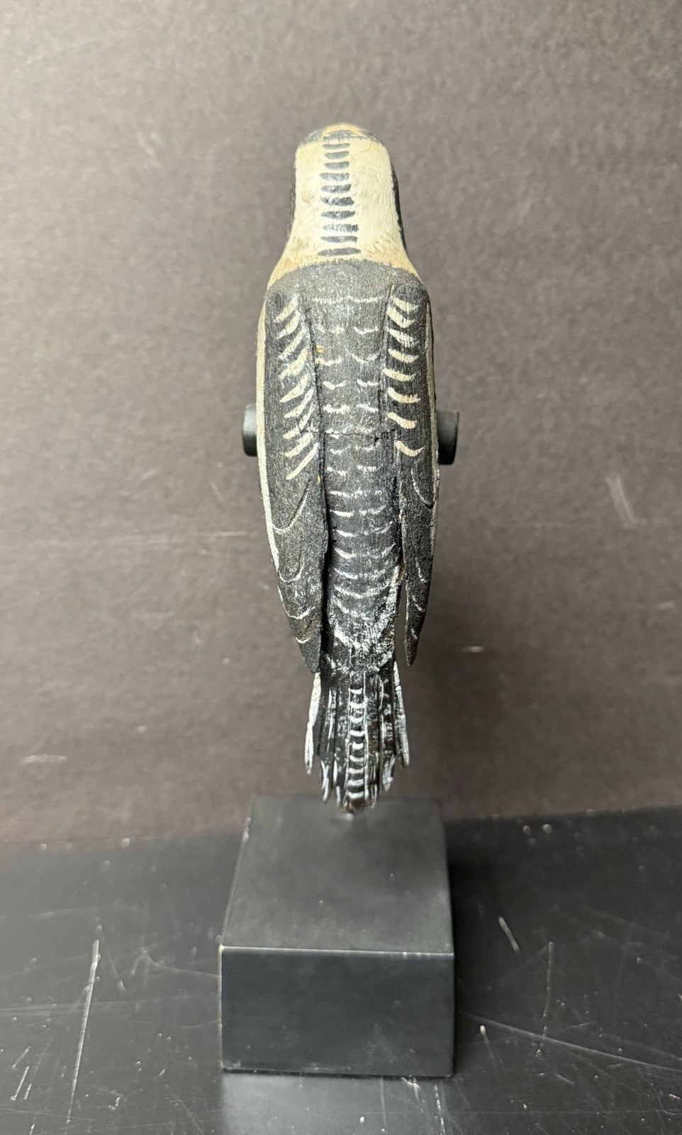 Yellow-bellied Sapsucker Carved Decoy on Display Perch/Stand, Antique, Unsigned