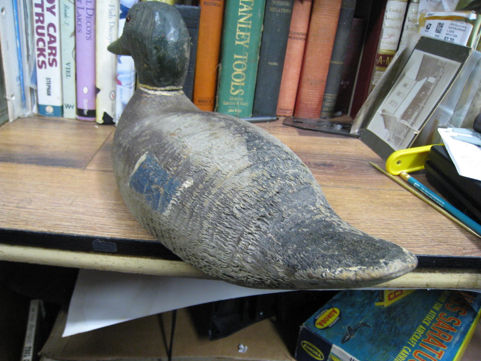 Original 1950s Wooden Mallard DRAKE Duck Decoy WOOD VICTOR GLASS EYES WORKING