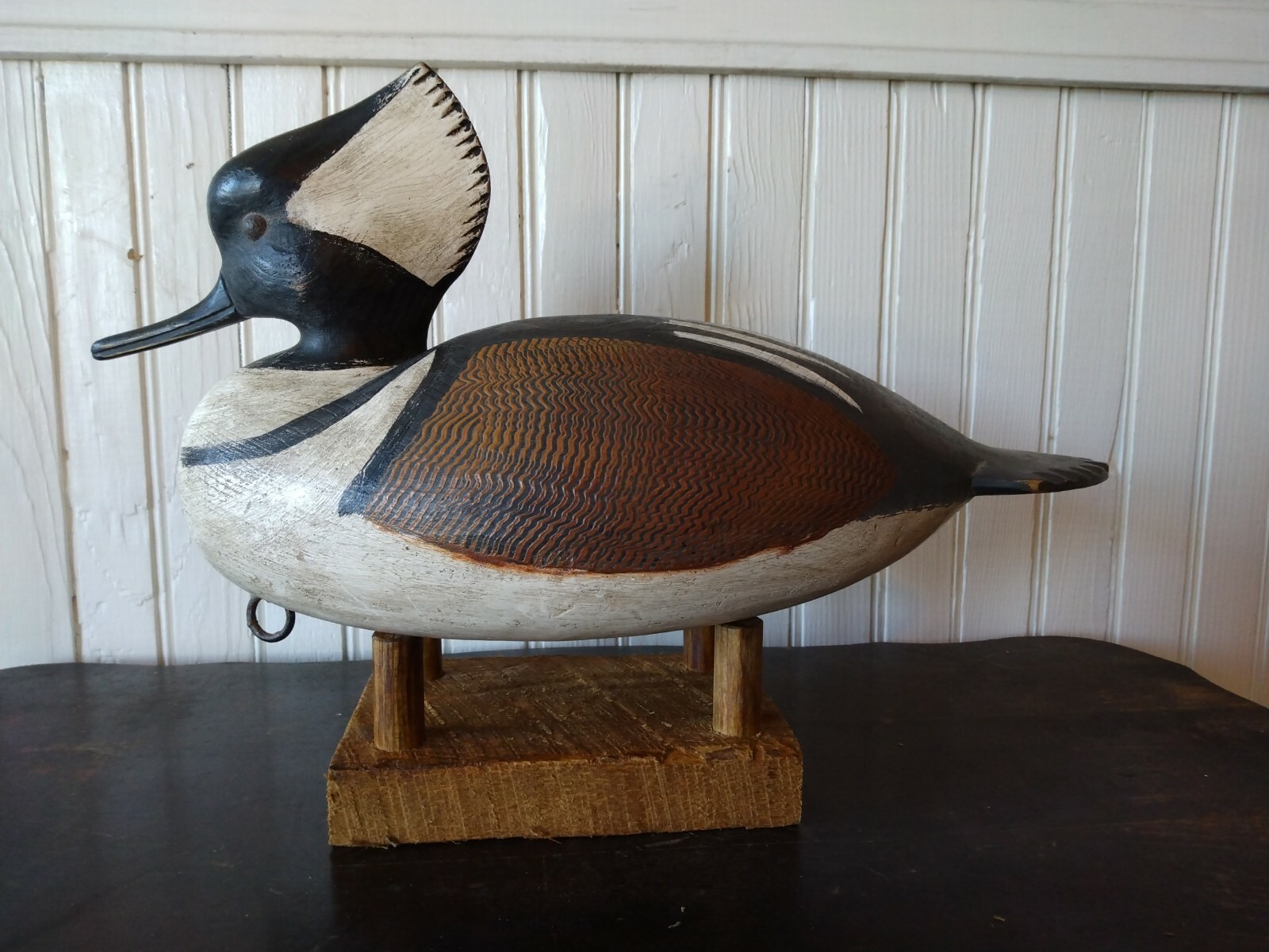 3 Wood Hand Made Duck Decoy Stands Light colored Stain