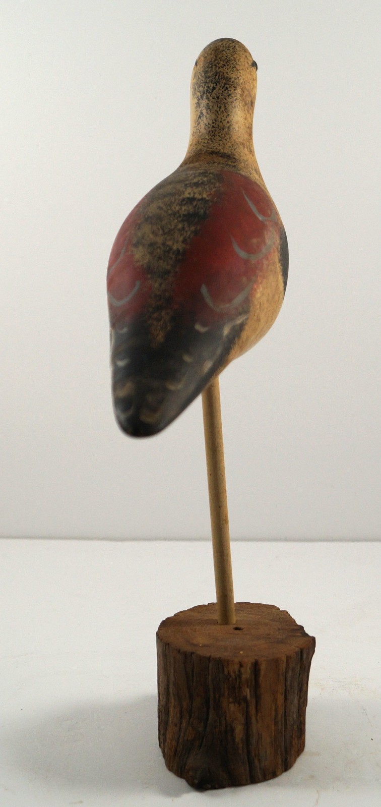 ANTIQUE LONG-BILLED DOWITCHER SHOREBIRD DECOY WOODEN BIRD CARVING BY JIM CLARK