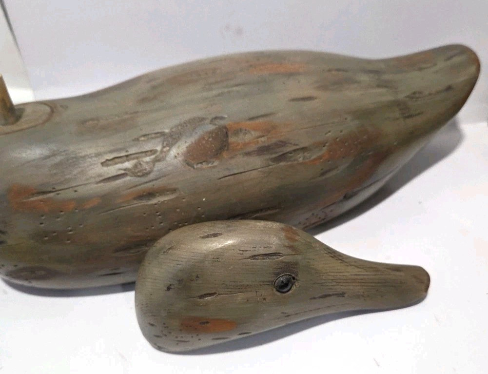 Vintage 1987 Hand Carved Wood Duck DECOY Primitive Signed LEE JARVIS