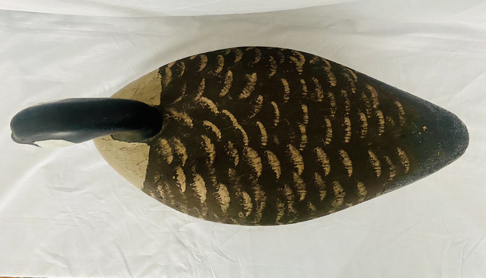 Vintage Corker Canada Goose Duck Decoy w/Wood Head, Weighted, Signed OM on Keel
