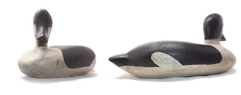 GOLDENEYE GLASS-EYE HEN & DRAKE DECOY PAIR – OLD PAINT – EX-GUYETTE – VG COND.