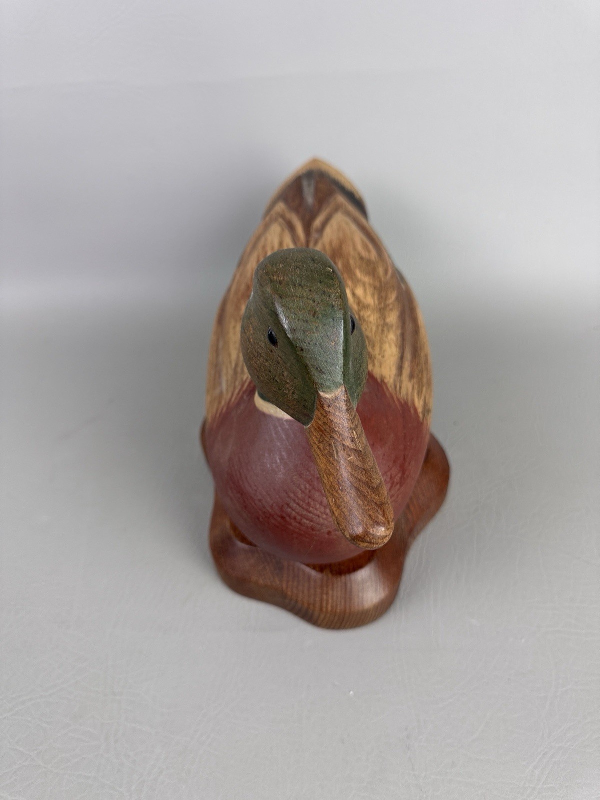 R.D. Lewis Carved Wood Mallard Drake Decorative Decoy Duck Signed 1982
