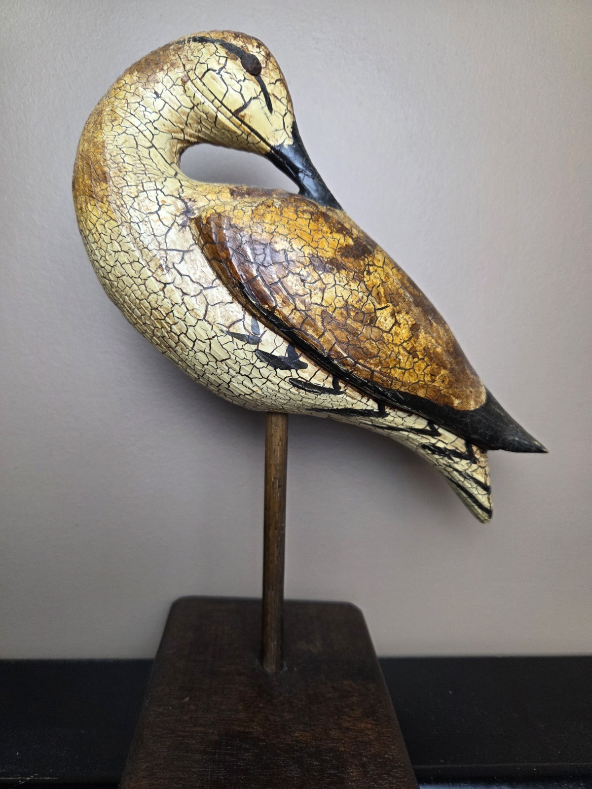 Vintage Thomas Langan 1 Carved Wood Bird Duck Decoy 12 inches tall