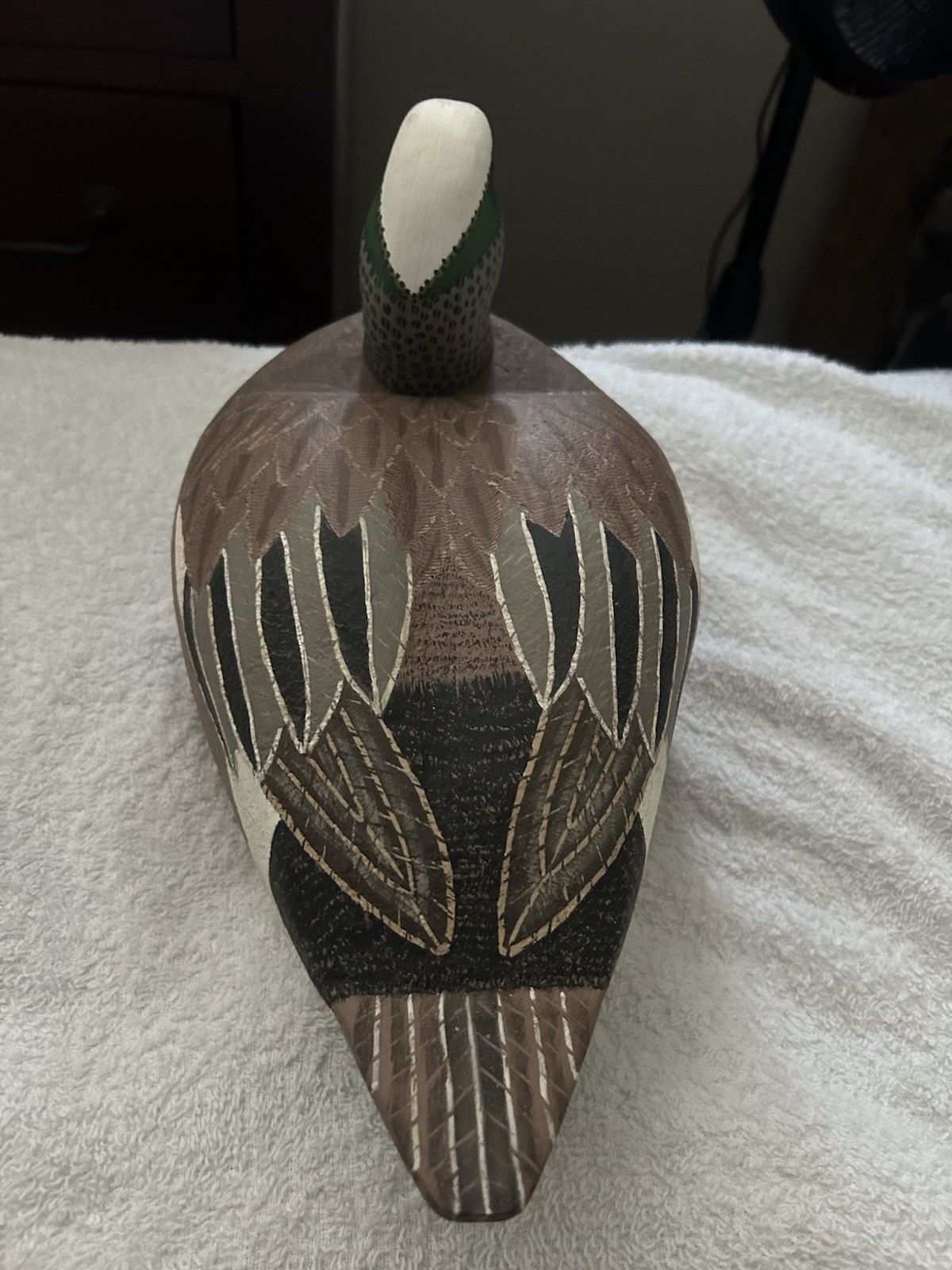 Handcarved handpainted cork drake Widgeon gunning duck decoy by Thomas Taber