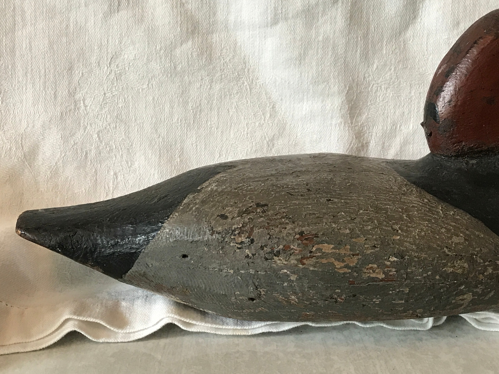 Vintage Wood Duck Decoy – Hand Made c. 1940s Canvasback Drake Folk Art Wooden