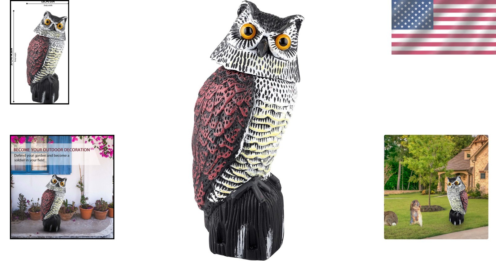 Wind-Powered Owl Decoy for Outdoor Use – Durable Bird Control Decor, Easy Setup