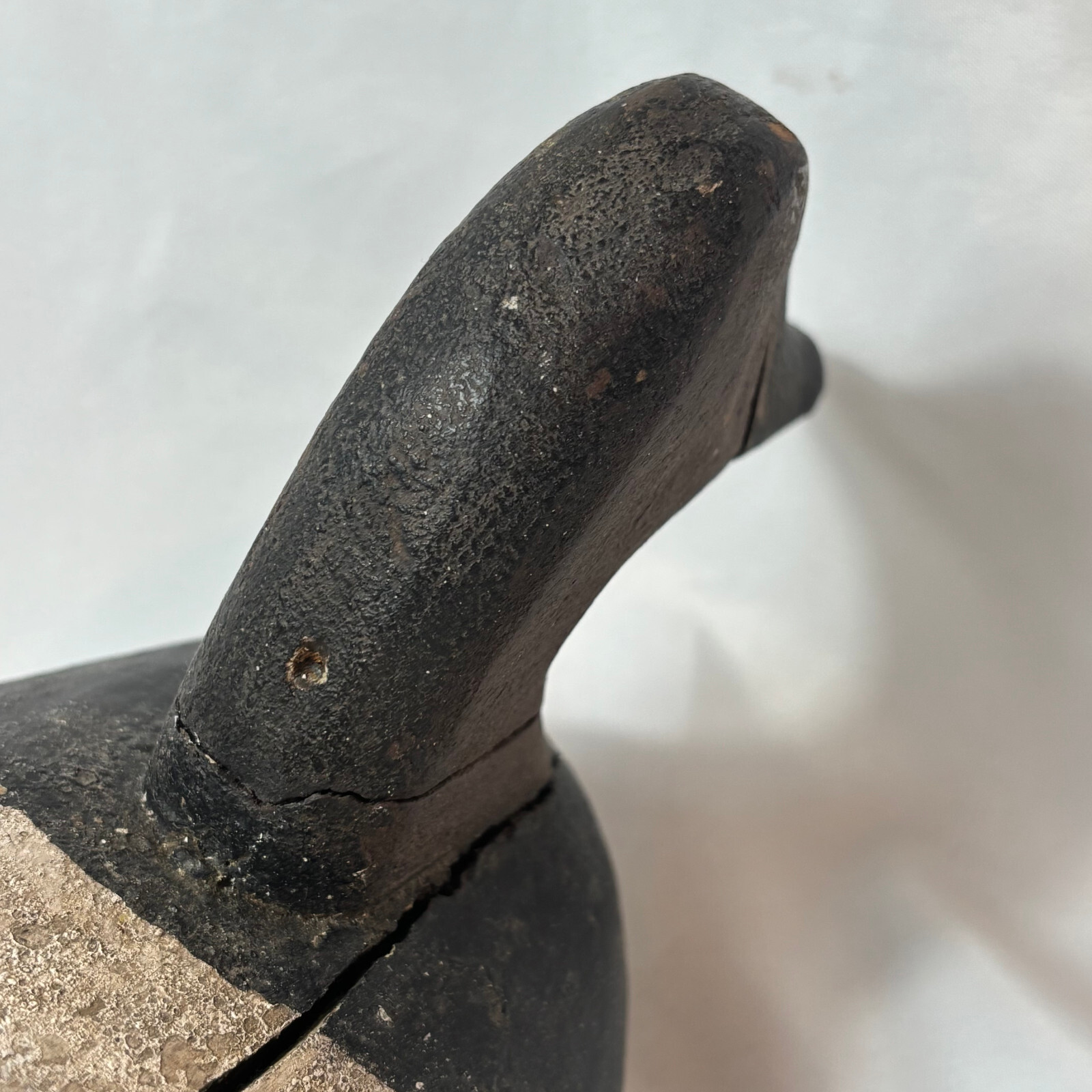 Vtg Working Canvas Back Duck Decoy With Strap & Weight Hand Made CHIPPY