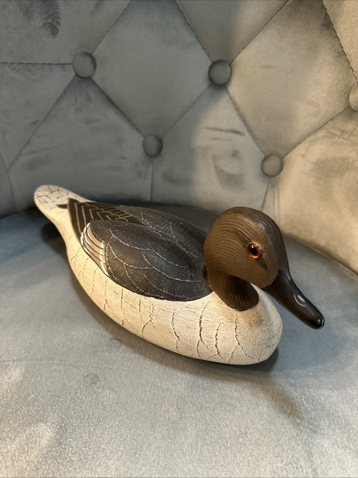 Wildfowler Wood duck decoy Pintail Hen Babylon NY Signed 11” Nice!