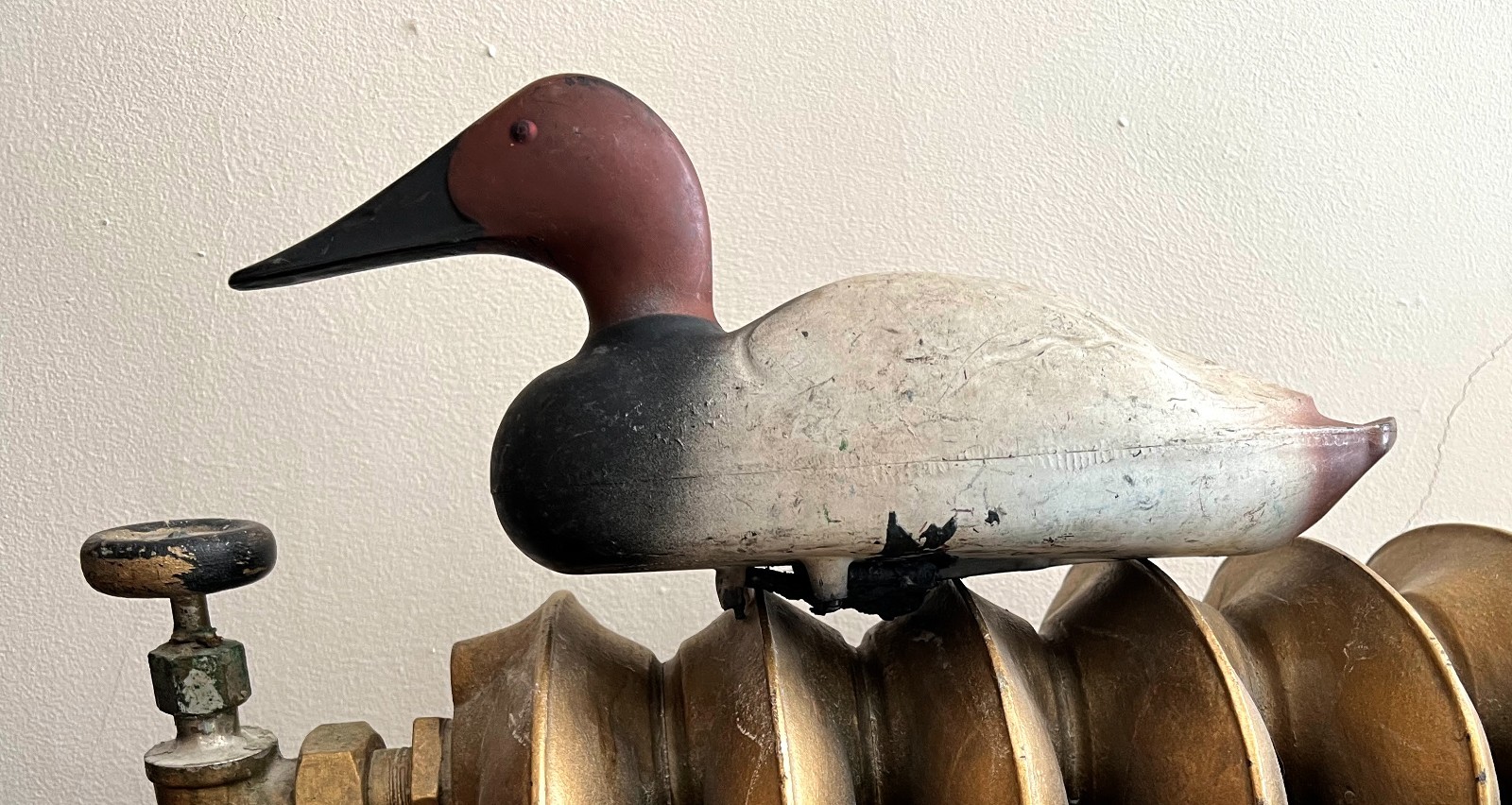 Vintage Decoy Canvasback Drake 14″ Duck Distressed Feather-Lite K. C. Kansas USA