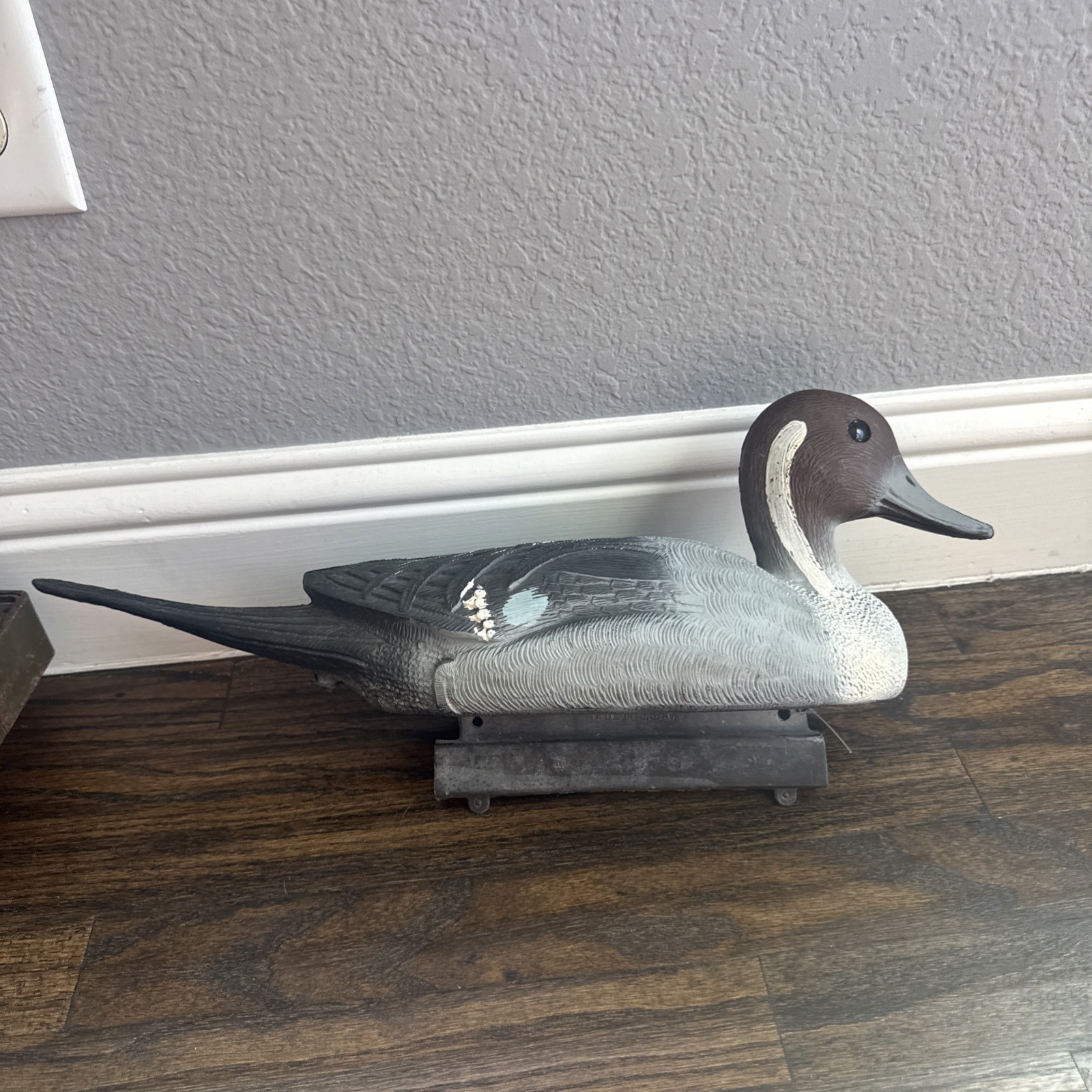 Vintage Flambeau Duck Decoy Sport Plastic Blue White Brown 15” X 7”