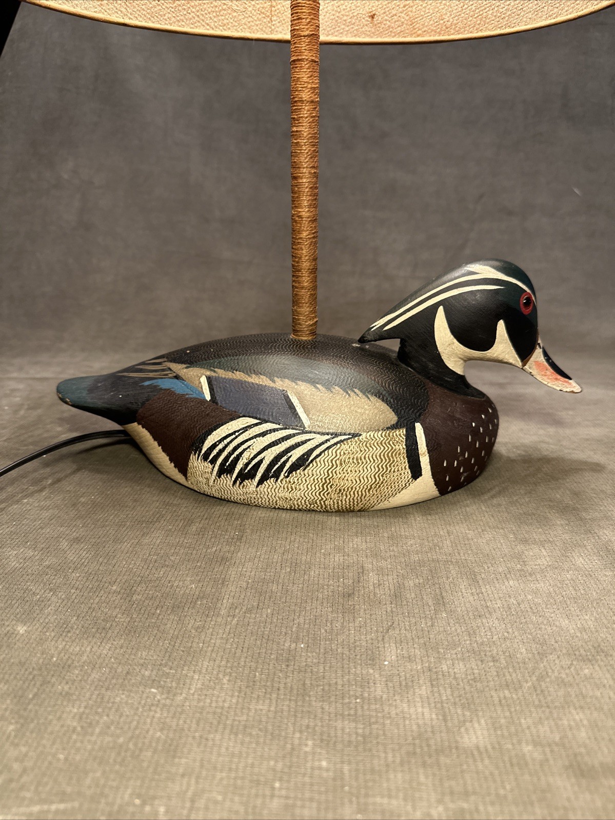 Early Ken Harris Woodville NY Hand Carved Wood Duck Decoy Table Lamp