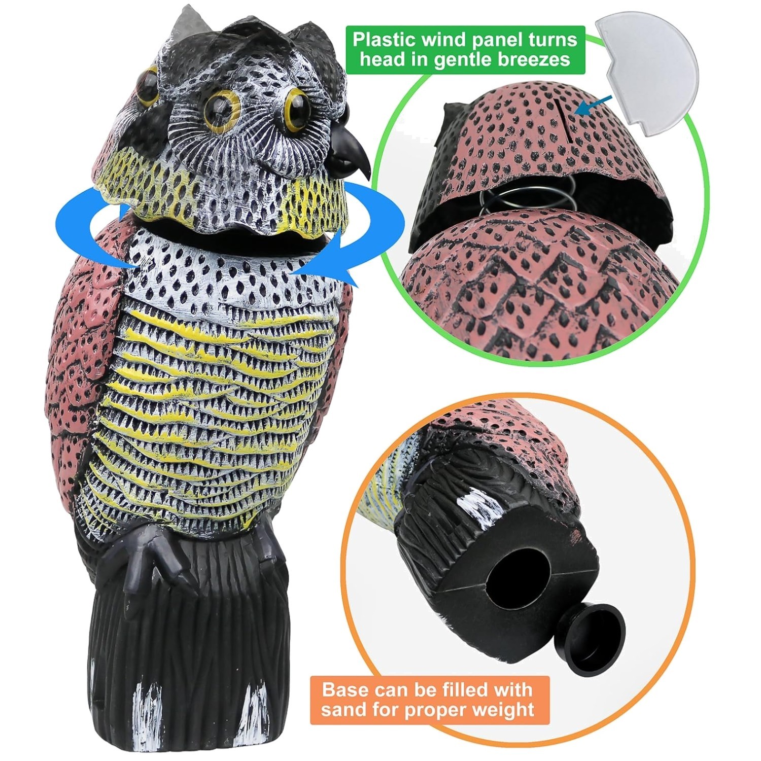 Realistic Owl Decoy for Bird Control 16″ Tall