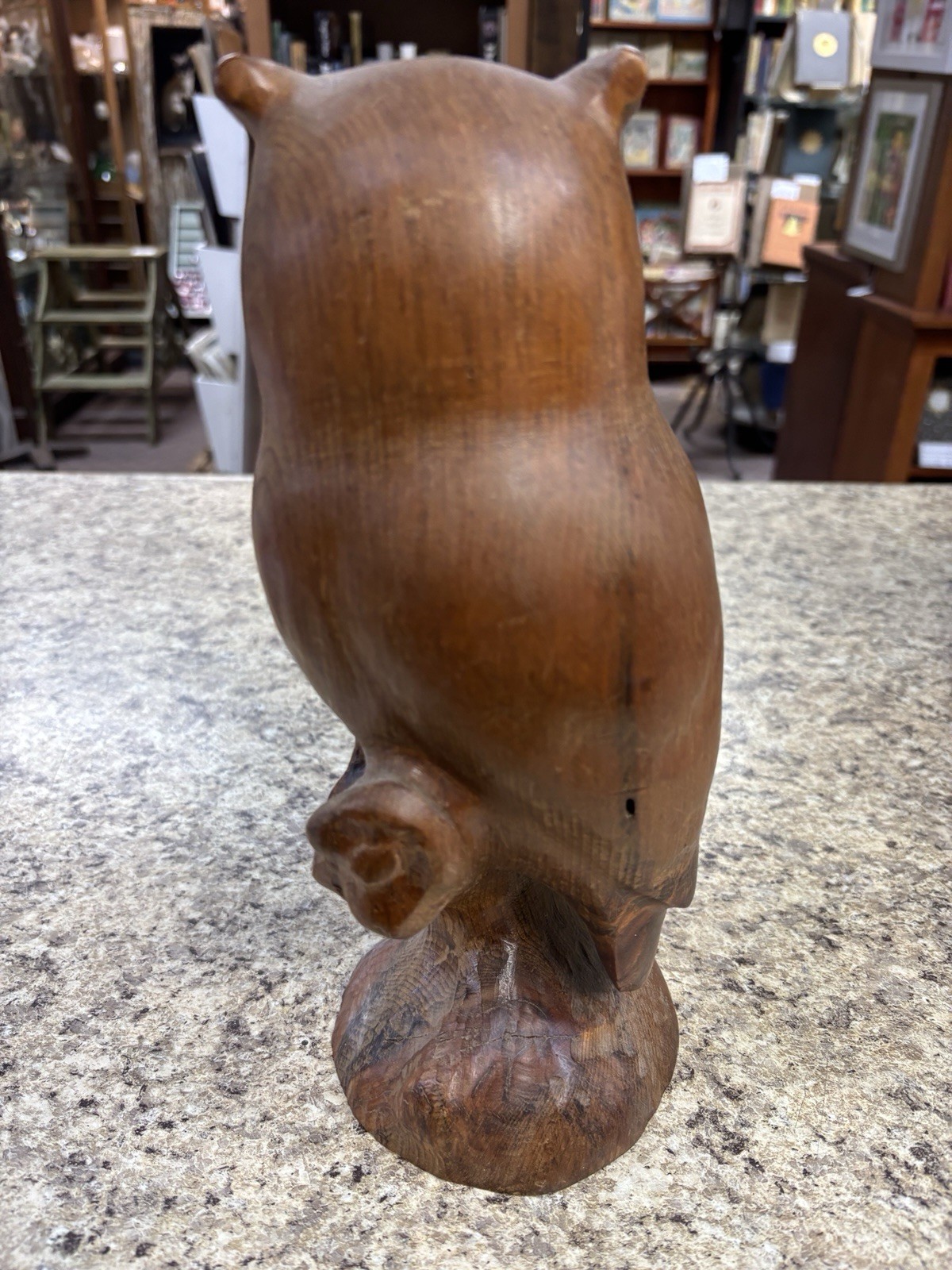 Vintage! RD LEWIS 1979 Wooden Owl Decoy 11″ tall.