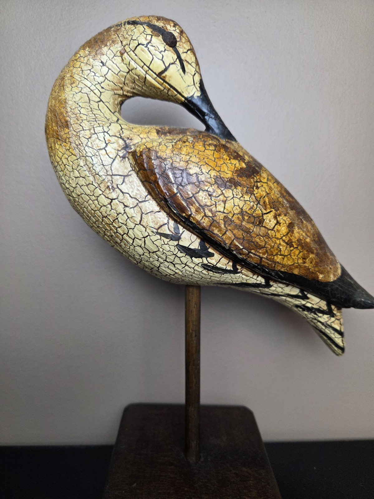 Vintage Thomas Langan 1 Carved Wood Bird Duck Decoy 12 inches tall