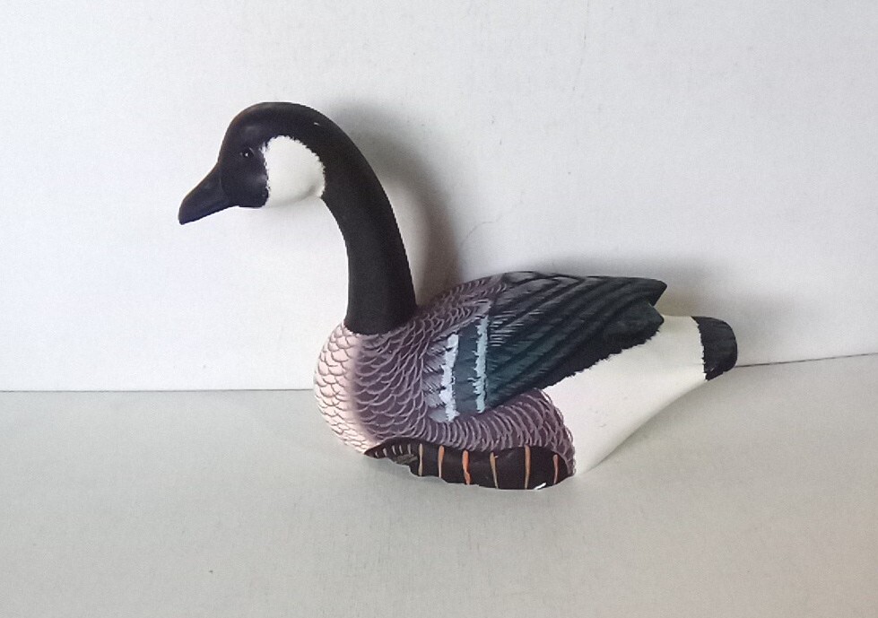 Two Vintage Solid Wood Duck Decoys Hand Carved & Hand Painted Glass Eyes 1963