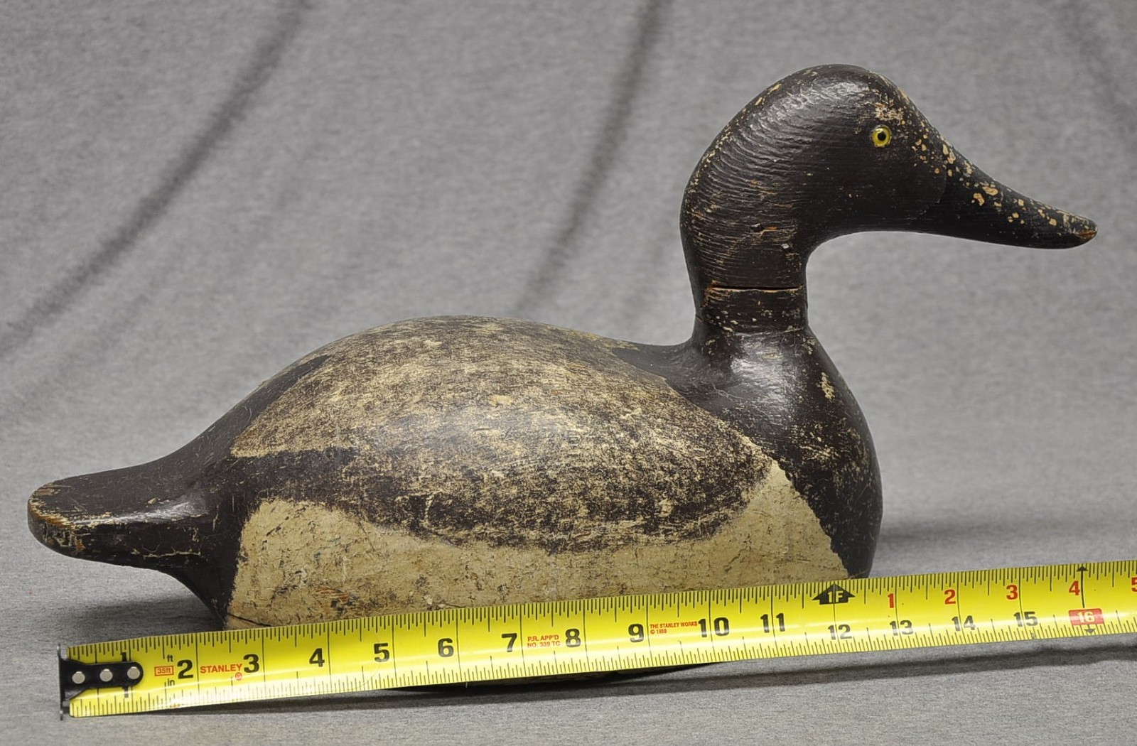 LEO “BUD” HARBOR MENASHA, WI. CANVASBACK HEN DUCK DECOY ORIGINAL PAINT HOLLOW