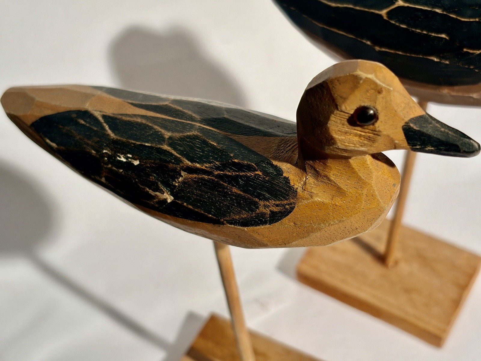 Vintage Hand Carved Wooden Shorebird Bird Decoy Nautical Folk Art Set